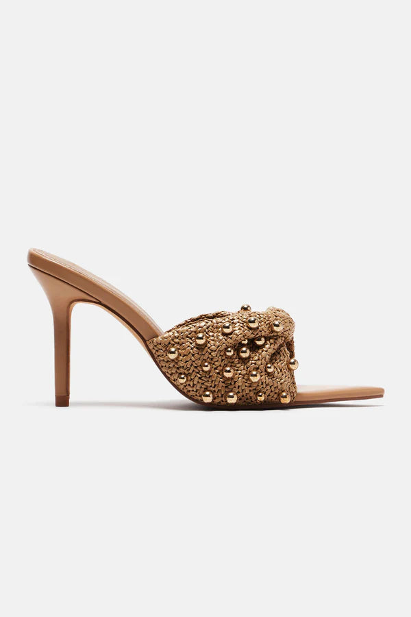 Vibes On Vacation Heeled Mules - Beige