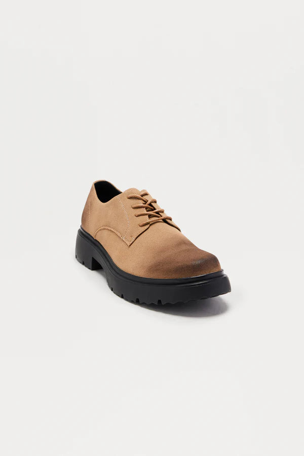 Lace Up Textured Chunky Sole Shoe - Brown