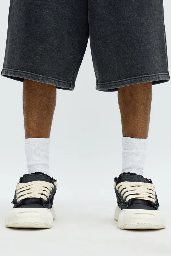 Bold Step Canvas Chunky Low Sneaker - Black/White